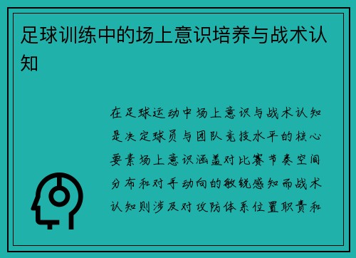足球训练中的场上意识培养与战术认知